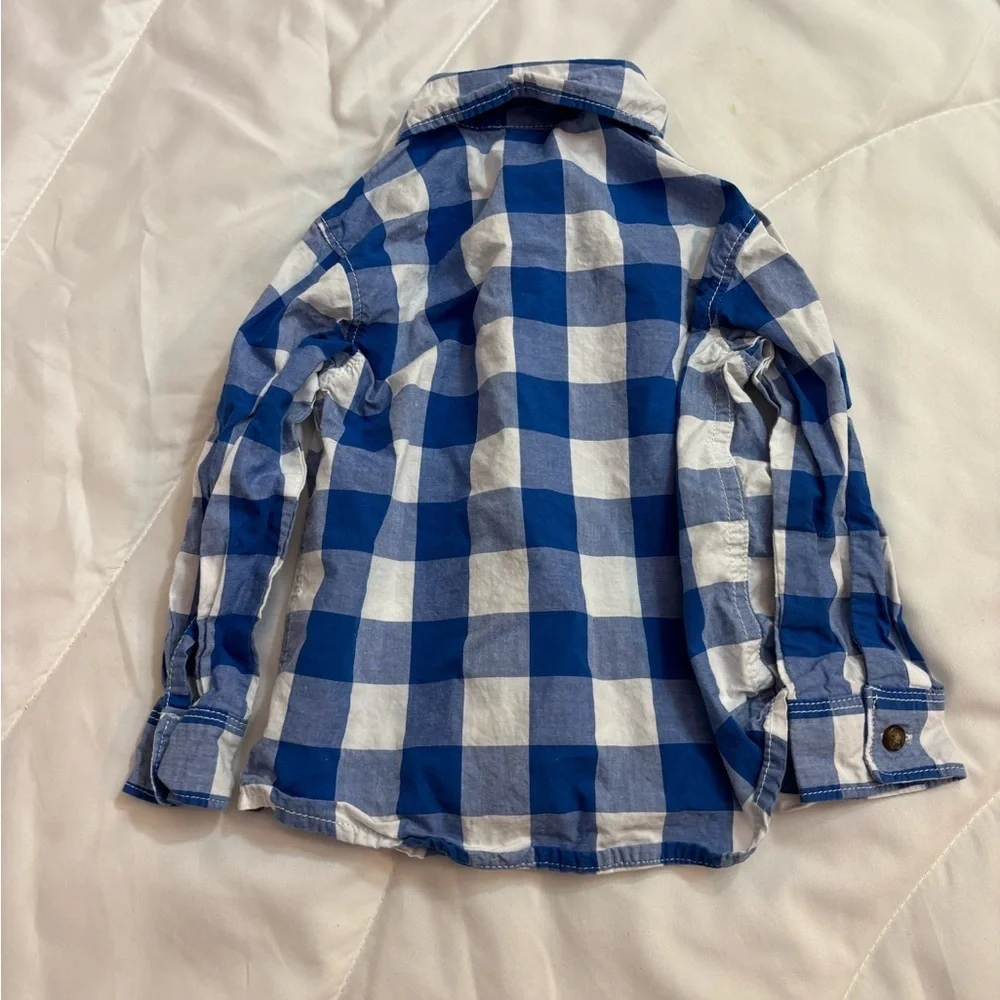 Carter's Blue and White Checkered Polo Shirt size 18 months- collar and buttons